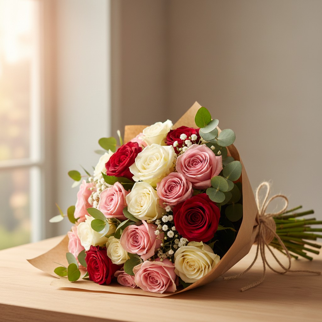 Forårsblomster arrangement